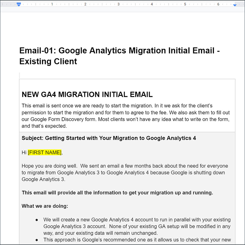 GA4 Email Example