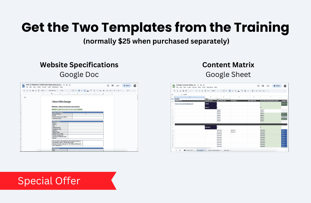 The two templates for the clickup web template product.